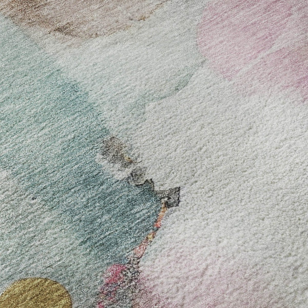 HomeRoots 9' X 12' Blush and Ivory Abstract Area Rug - Machine Washable, UV-Protected, Modern Elegance for All Spaces 714762