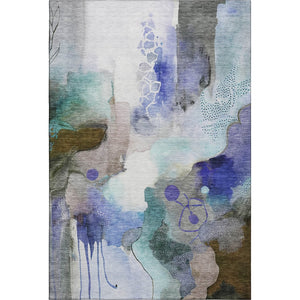 HomeRoots 5' X 8' Brown & Teal Abstract Area Rug - Stylish, Washable & UV-Protected for Busy Homes 714765