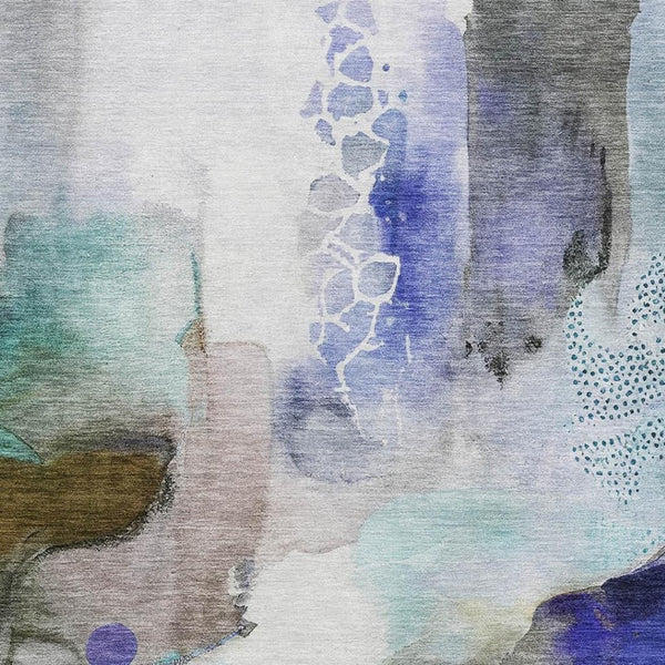 HomeRoots 5' X 8' Brown & Teal Abstract Area Rug - Stylish, Washable & UV-Protected for Busy Homes 714765