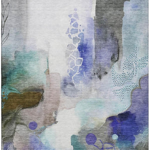 HomeRoots 5' X 8' Brown & Teal Abstract Area Rug - Stylish, Washable & UV-Protected for Busy Homes 714765