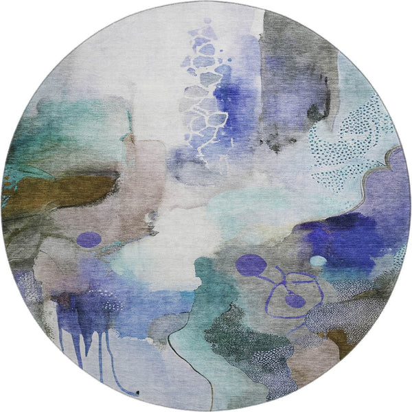 HomeRoots 8' X 10' Washable Brown and Teal Abstract Area Rug with UV Protection, Perfect for Kids and Pets! 714767