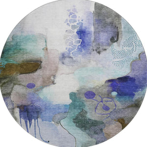 HomeRoots 8' X 10' Washable Brown and Teal Abstract Area Rug with UV Protection, Perfect for Kids and Pets! 714767