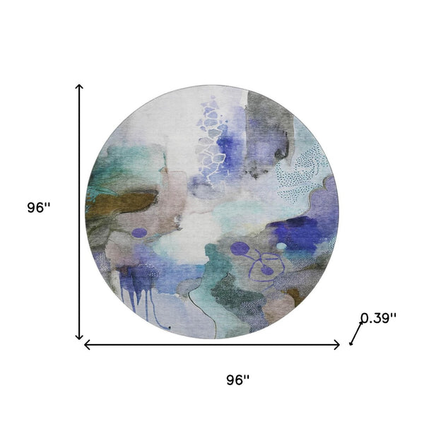 HomeRoots 8' X 10' Washable Brown and Teal Abstract Area Rug with UV Protection, Perfect for Kids and Pets! 714767