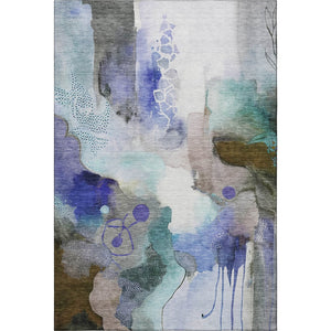 HomeRoots 10' X 14' Brown And Teal Abstract Area Rug - Washable, UV Protected, Durable for Family Spaces! 714769
