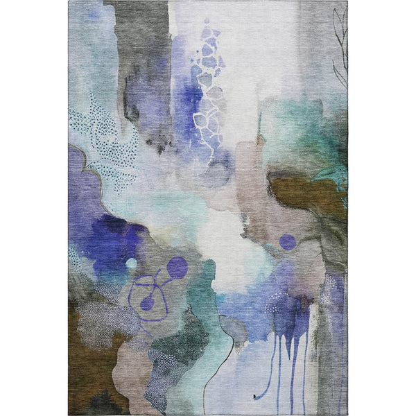 HomeRoots 10' X 14' Brown And Teal Abstract Area Rug - Washable, UV Protected, Durable for Family Spaces! 714769