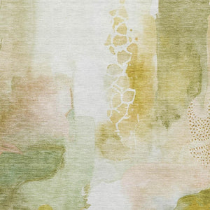 HomeRoots 5' X 8' Fern Green Abstract Washable Area Rug with UV Protection – Durable, Stylish & Easy-Care! 714771