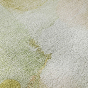 HomeRoots 8' Fern Green and Ivory Abstract Round Rug – Washable, UV-Protected, Durable, Family-Friendly Design 714772