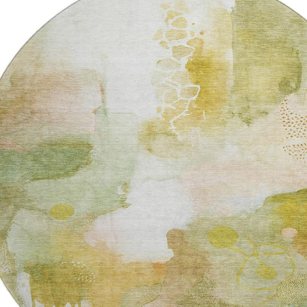 HomeRoots 8' X 10' Abstract Washable Area Rug in Fern Green & Ivory – Durable, UV-Protected, Modern Design! 714773