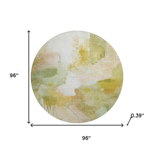 HomeRoots 8' X 10' Abstract Washable Area Rug in Fern Green & Ivory – Durable, UV-Protected, Modern Design! 714773