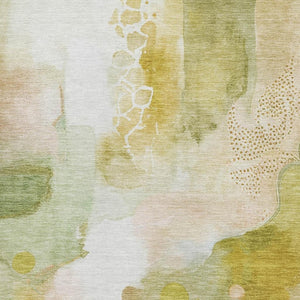 HomeRoots 9' X 12' Fern Green Abstract Area Rug – Modern, Washable, UV Protected with Non-Slip Backing! 714774