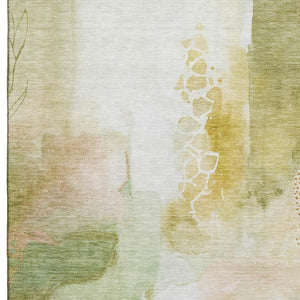 HomeRoots 10' X 14' Fern Green & Ivory Abstract Area Rug - Stylish, Washable, UV-Protected for Any Space! 714775