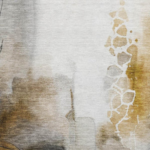 HomeRoots 5' x 8' Coffee and Ivory Abstract Washable Area Rug with UV Protection for Kids and Pets' Safety 714777