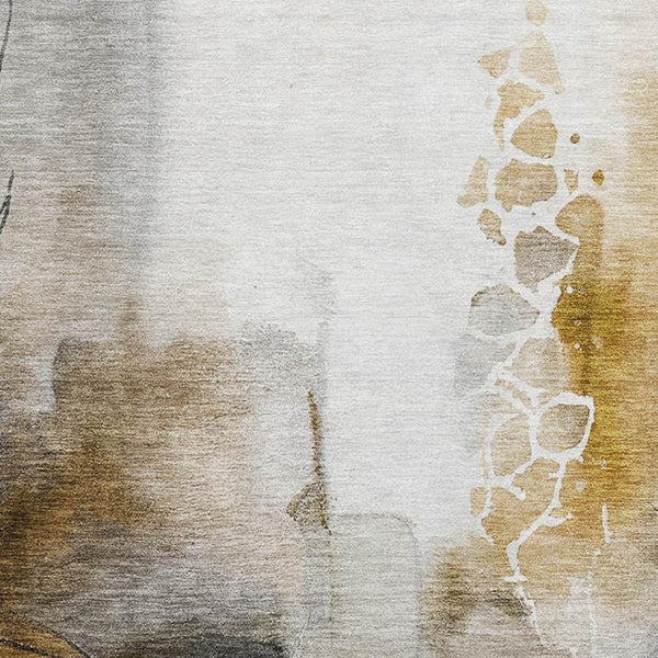 HomeRoots 5' x 8' Coffee and Ivory Abstract Washable Area Rug with UV Protection for Kids and Pets' Safety 714777