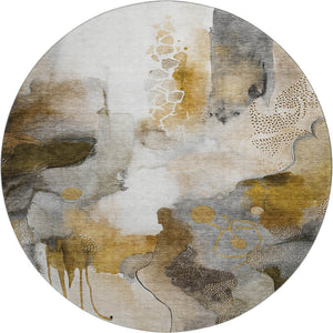 HomeRoots 8' X 10' Coffee and Ivory Abstract Area Rug – Washable, UV-Protected, Durable Style for Any Room 714779