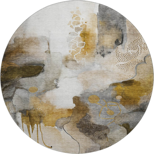 HomeRoots 8' X 10' Coffee and Ivory Abstract Area Rug – Washable, UV-Protected, Durable Style for Any Room 714779