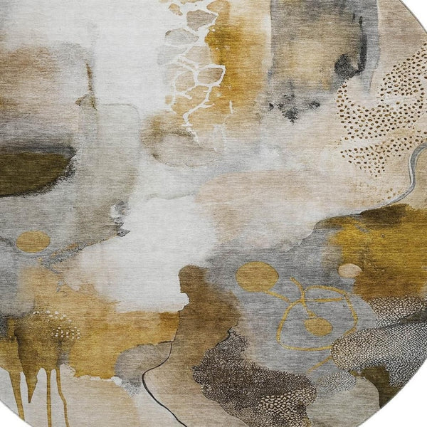 HomeRoots 8' X 10' Coffee and Ivory Abstract Area Rug – Washable, UV-Protected, Durable Style for Any Room 714779