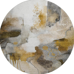 HomeRoots 8' X 10' Coffee and Ivory Abstract Area Rug – Washable, UV-Protected, Durable Style for Any Room 714779