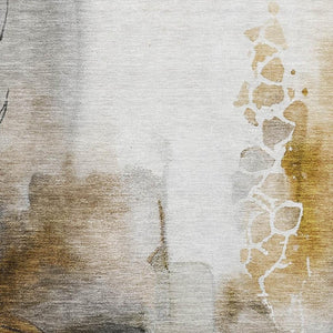 HomeRoots 9' X 12' Coffee and Ivory Abstract Area Rug - Washable, UV-Protected, Durable, and Stain Resistant! 714780