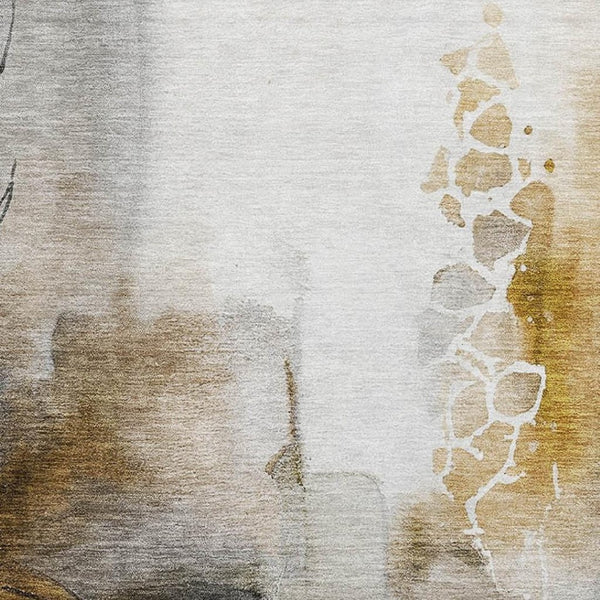 HomeRoots 9' X 12' Coffee and Ivory Abstract Area Rug - Washable, UV-Protected, Durable, and Stain Resistant! 714780