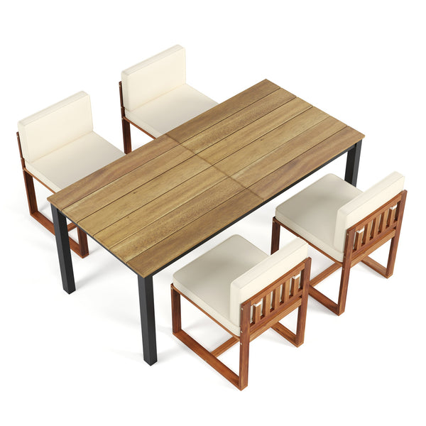 English Elm Christopher Knight Home® - Patio 5-Piece Dining Set: Elegant Acacia Wood Table & Chairs In Warm Teak Finish For Outdoors N779P195372B-2_64274.00