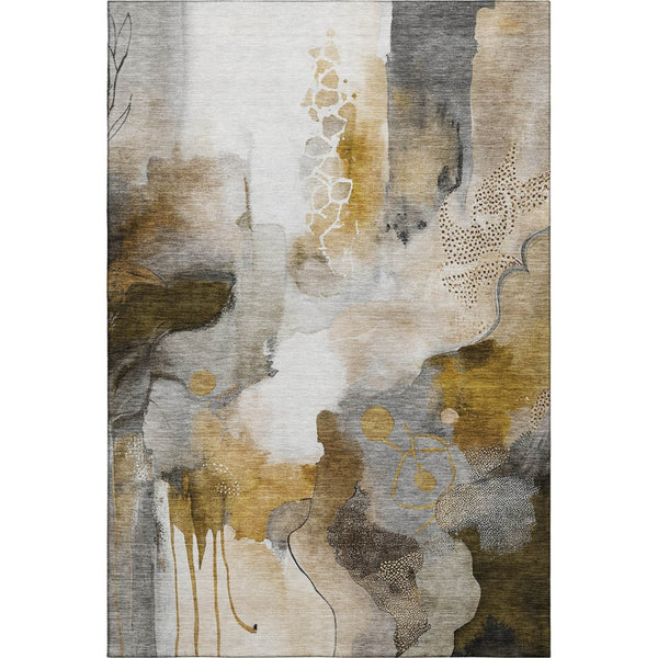 HomeRoots 10' Coffee and Ivory Abstract Area Rug - Washable, UV Protected, Stylish for Busy Homes & Pets 714781