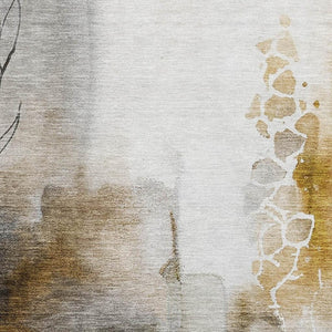 HomeRoots 10' Coffee and Ivory Abstract Area Rug - Washable, UV Protected, Stylish for Busy Homes & Pets 714781