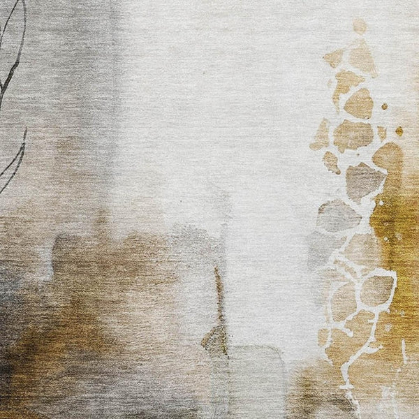 HomeRoots 10' Coffee and Ivory Abstract Area Rug - Washable, UV Protected, Stylish for Busy Homes & Pets 714781