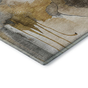 HomeRoots 10' Coffee and Ivory Abstract Area Rug - Washable, UV Protected, Stylish for Busy Homes & Pets 714781