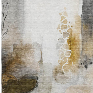 HomeRoots 10' Coffee and Ivory Abstract Area Rug - Washable, UV Protected, Stylish for Busy Homes & Pets 714781