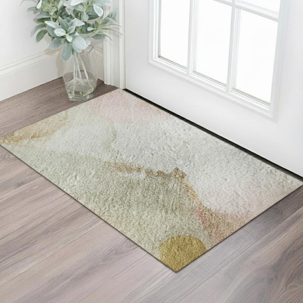 HomeRoots 5' X 8' Mauve & Copper Abstract Area Rug - Stylish, Washable, UV-Protected, Pet-Friendly Design! 714783