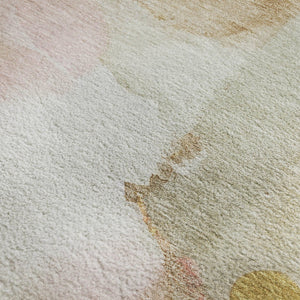 HomeRoots 8' Mauve and Copper Abstract Washable Round Rug - Stylish, Stain-Resistant, UV Protected & Easy Care 714784