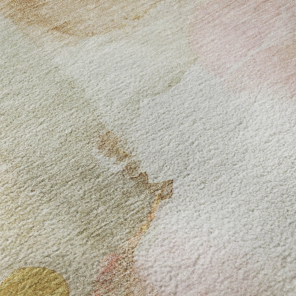 HomeRoots 8' Mauve and Copper Abstract Washable Round Rug - Stylish, Stain-Resistant, UV Protected & Easy Care 714784