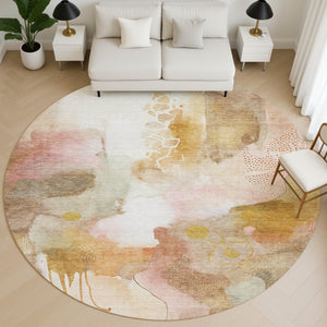 HomeRoots 8' X 10' Mauve & Copper Abstract Area Rug - Washable, UV Protected, Durable for Busy Homes 714785