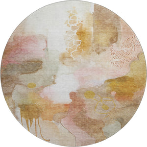 HomeRoots 8' X 10' Mauve & Copper Abstract Area Rug - Washable, UV Protected, Durable for Busy Homes 714785