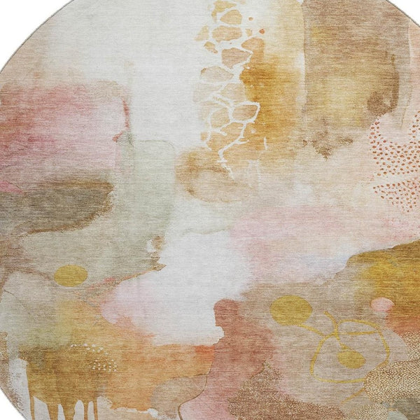 HomeRoots 8' X 10' Mauve & Copper Abstract Area Rug - Washable, UV Protected, Durable for Busy Homes 714785