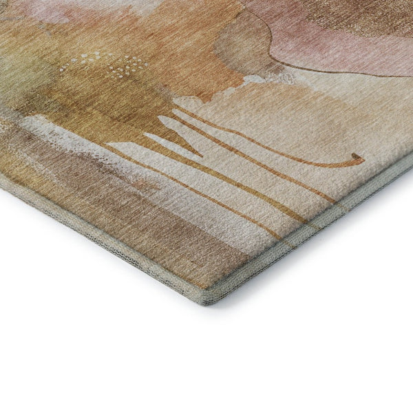 HomeRoots 8' X 10' Mauve & Copper Abstract Area Rug - Washable, UV Protected, Durable for Busy Homes 714785