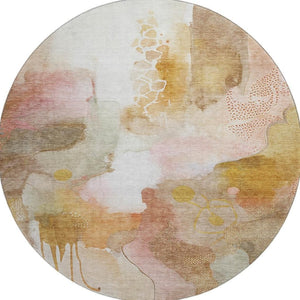 HomeRoots 8' X 10' Mauve & Copper Abstract Area Rug - Washable, UV Protected, Durable for Busy Homes 714785