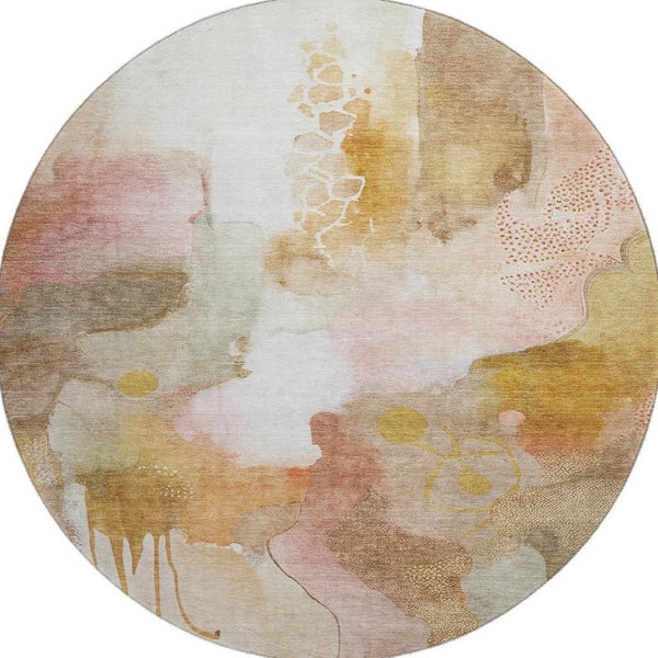 HomeRoots 8' X 10' Mauve & Copper Abstract Area Rug - Washable, UV Protected, Durable for Busy Homes 714785