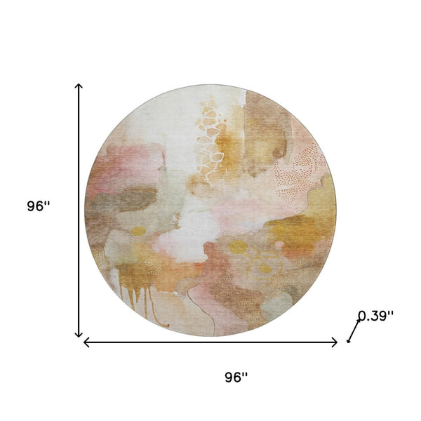 HomeRoots 8' X 10' Mauve & Copper Abstract Area Rug - Washable, UV Protected, Durable for Busy Homes 714785
