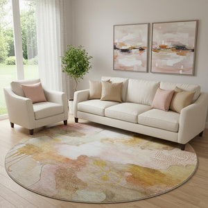 HomeRoots 8' X 10' Mauve & Copper Abstract Area Rug - Washable, UV Protected, Durable for Busy Homes 714785