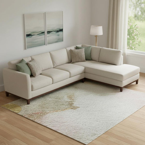 HomeRoots 9' X 12' Mauve and Copper Abstract Area Rug - Stylish, Washable, UV Protected & Stain Resistant Design 714786