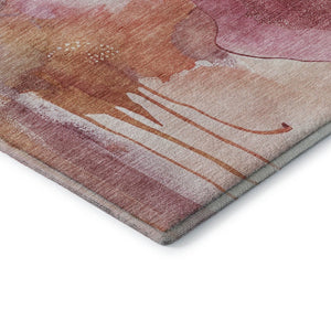 HomeRoots 9' X 12' Pink and Ivory Abstract Washable Area Rug - UV Protected, Soft, Durable, Stain Resistant! 714792