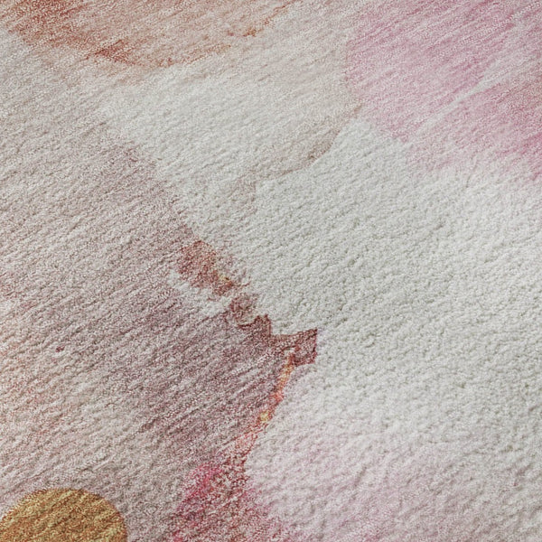 HomeRoots 9' X 12' Pink and Ivory Abstract Washable Area Rug - UV Protected, Soft, Durable, Stain Resistant! 714792