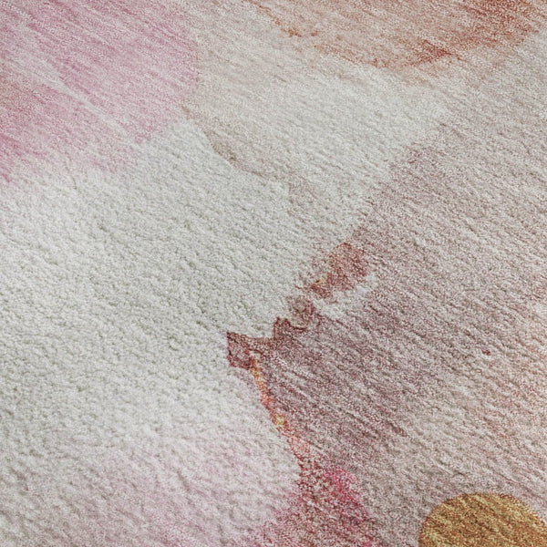 HomeRoots 10' X 14' Stylish Pink & Ivory Abstract Washable Area Rug - Durable, Stain-Resistant, UV Protected! 714793