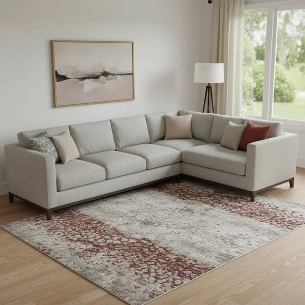 HomeRoots 10' X 14' Stylish Pink & Ivory Abstract Washable Area Rug - Durable, Stain-Resistant, UV Protected! 714793