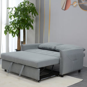 English Elm Modern Velvet 3-in-1 Sleeper Sofa Bed Convertible Loveseat Light Blue with USB, Storage Pockets & Pillows, Adjustable Backrest W1183S00021
