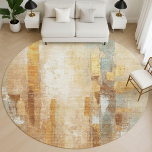 HomeRoots 8' X 10' Stylish Copper and Ivory Abstract Area Rug - Washable, UV-Protected, and Stain-Resistant! 714809