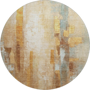 HomeRoots 8' X 10' Stylish Copper and Ivory Abstract Area Rug - Washable, UV-Protected, and Stain-Resistant! 714809