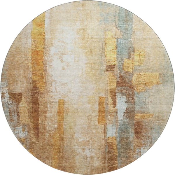 HomeRoots 8' X 10' Stylish Copper and Ivory Abstract Area Rug - Washable, UV-Protected, and Stain-Resistant! 714809