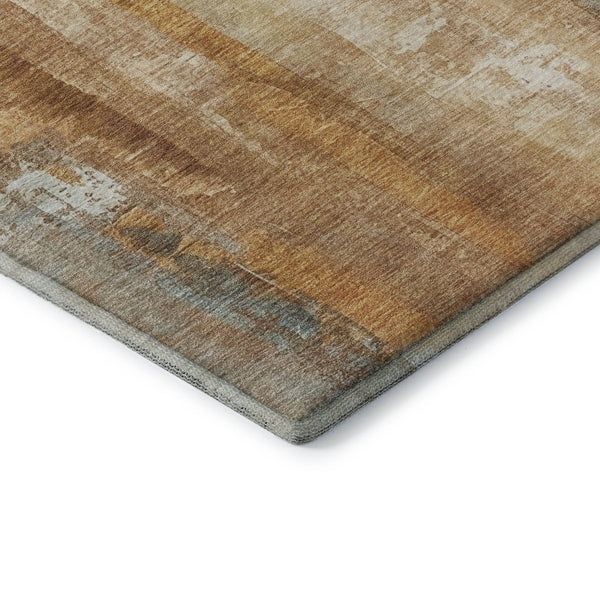 HomeRoots 8' X 10' Stylish Copper and Ivory Abstract Area Rug - Washable, UV-Protected, and Stain-Resistant! 714809